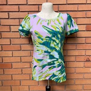 Just Cavalli Green and Purple Short Sleeve Top